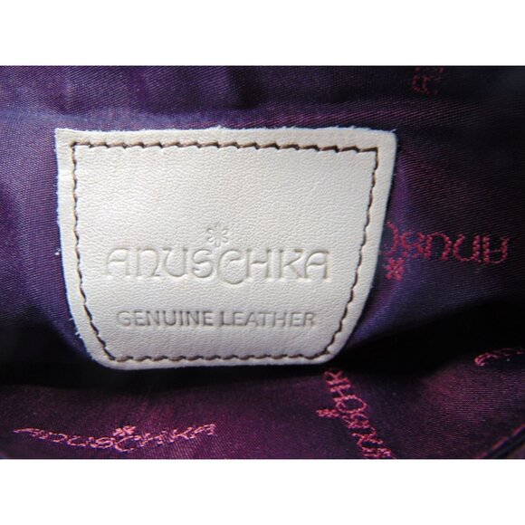 Anuschka Leather Abstract Lines Shoulder Hobo Purse Handbag Shimmer  Blue Pink - Picture 12 of 16